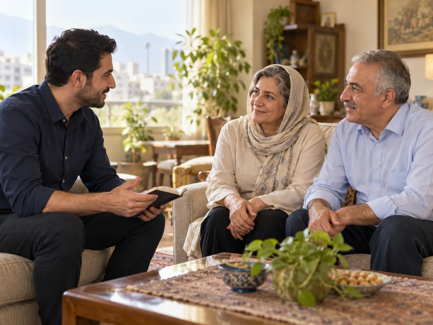 تصویر نمایشی: گفتوگوی یک همراه با خانواده در خانه